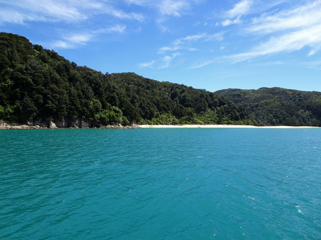 Küste Abel Tasman Nationalpark vom Boot aus, Neuseeland 