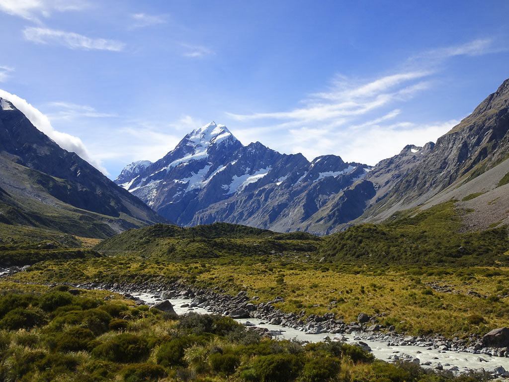 Hooker Valley Track mit Blick auf den Mount Cook, Neuseeland Reiseblog