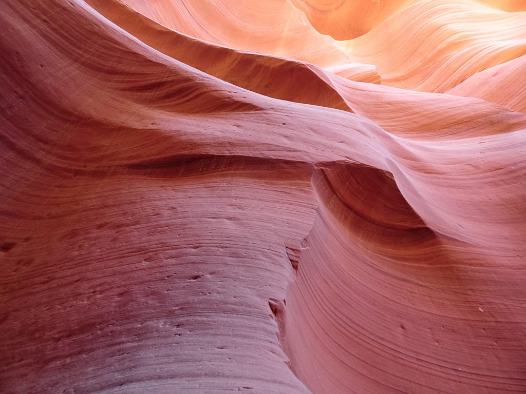 Pastellfarbene, geschwungene Felswände im Lower Antelope Canyon Arizona