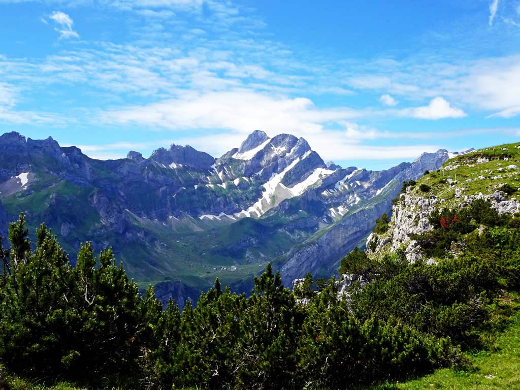 Blick von der Schäfler Wanderung auf den Altmann im Alpstein