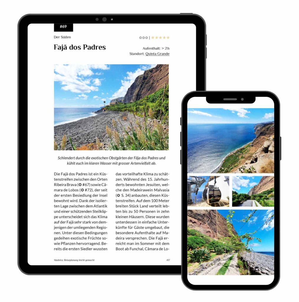 Madeira Reiseführer PDF ebook: Faja dos Padres, Madeira Seilbahnen, Beispielseite aus dem Madeira Reiseführer PDF von Part-Time Travel Reiseblog