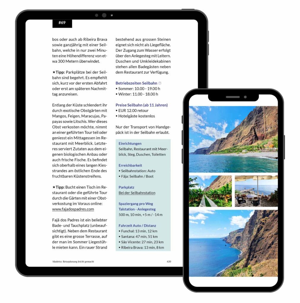 Madeira Reiseführer PDF ebook: Faja dos Padres, Madeira Seilbahnen, Beispielseite aus dem Madeira Reiseführer PDF von Part-Time Travel Reiseblog