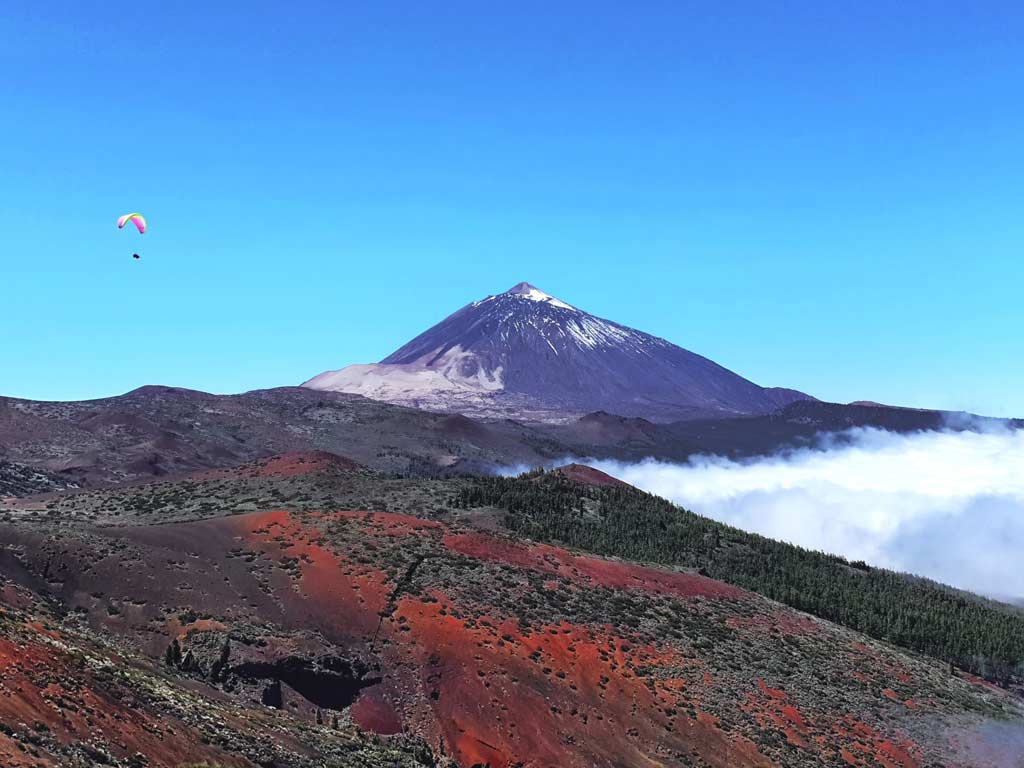 Gleitschirmfliegen Teneriffa mit traumhaftem Ausblick auf den Teide Nationalpark