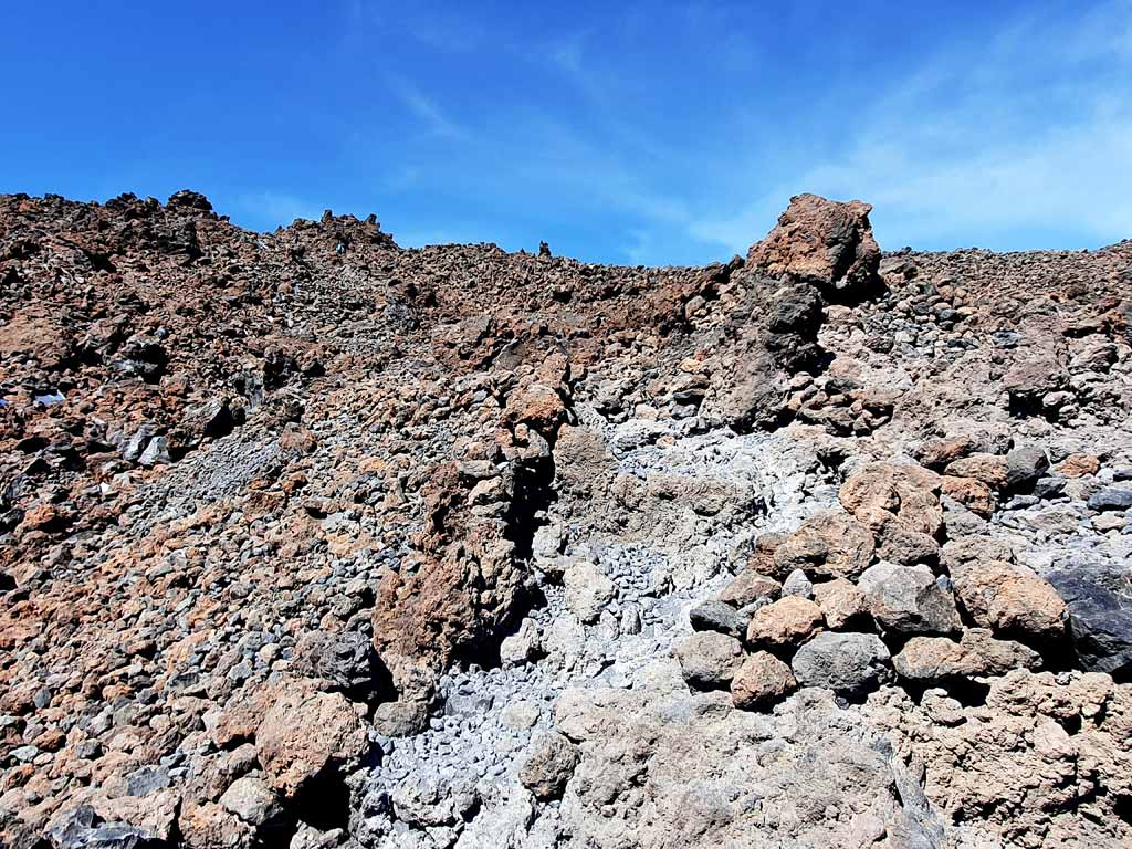Wanderweg auf den Pico del Teide, höchster Vulkan Teneriffas, Vulkanwanderung