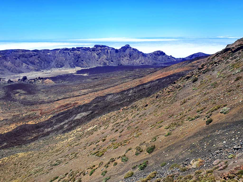 Ausblick vom Pico del Teide auf die Caldera de las Cañadas auf Teneriffa