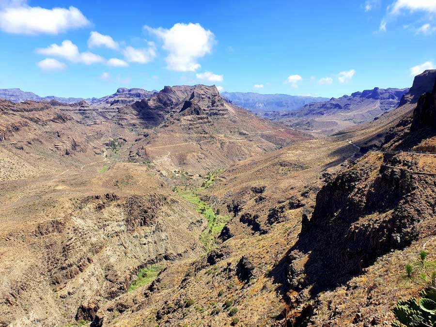 Gran Canaria schönste Orte: Ausblick auf den Barranco de Fataga, der auch als Tal der Tausend Palmen bekannt ist.