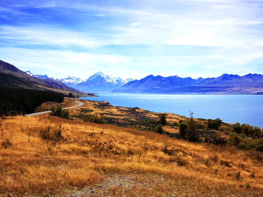 Neuseeland Nord- oder Südinsel: Peter's Lookout am Lake Pukaki mit Blick auf den Mount Cook