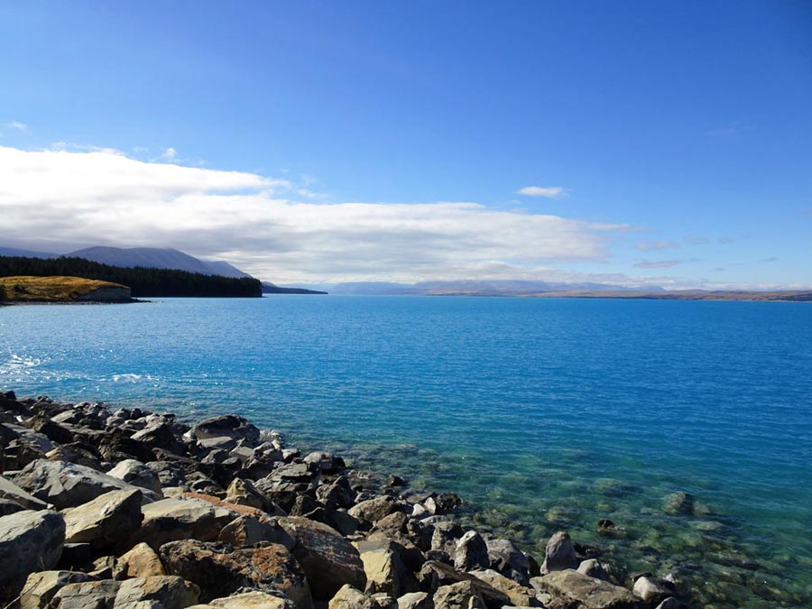 Ufer Lake Pukaki Neuseeland Sehenswürdigkeiten, schönste Seen Neuseeland