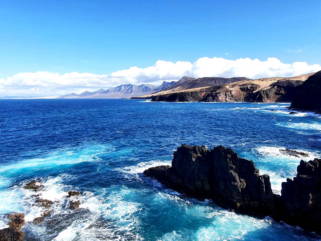 Fuerteventura im Januar Erfahrungen Klima: Blick auf die berühmte Küste von Cofete