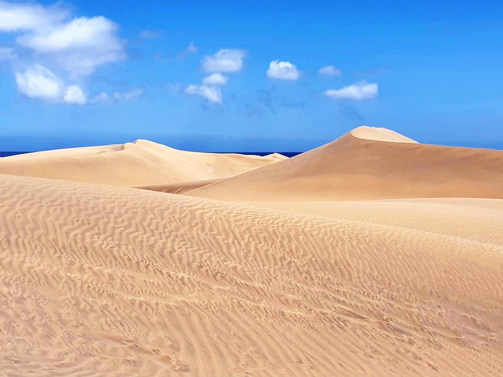 Gran Canaria wo übernachten: Dünen von Maspalomas, einem der beliebtesten Touristenorte auf Gran Canaria.